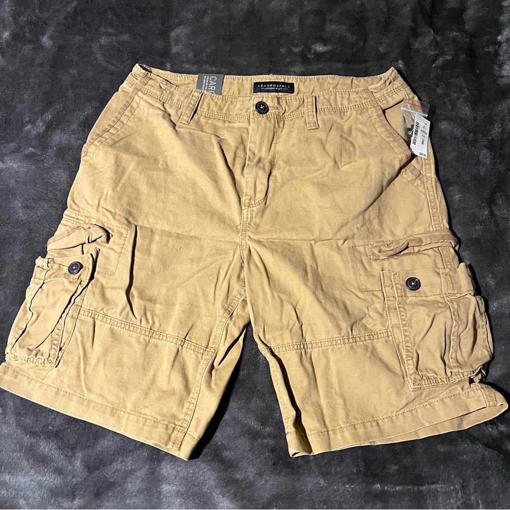 Aeropostale Shorts Mens Size 31 Brown Khaki Cargo Utility Outdoor Preppy Nwt